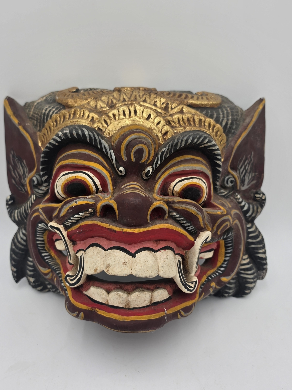 Vintage Balinese Barong Wooden Mask – Hand‑Carved & Hand‑Painted